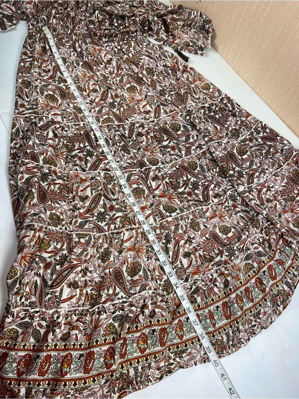 Smocked Paisley Maxi Dress in Brown & Cream - Picture 8 of 8